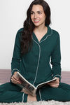 Zivame Winter Whispers Knit Cotton Pyjama Set - Ponderosa Pine — thumbnail 1